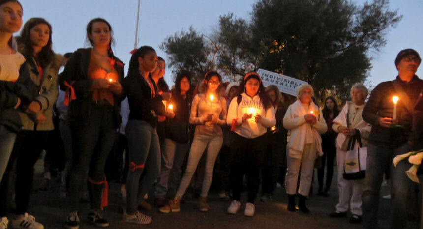 Vigil for shooting victims at Marjory Stoneman Douglas High School in Parkland, Florida.